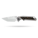 Tusk Blade × Boone Forge "Apex" Titanium & Gold Shred Carbon Fiber Knife (3.7" M390 Blade)