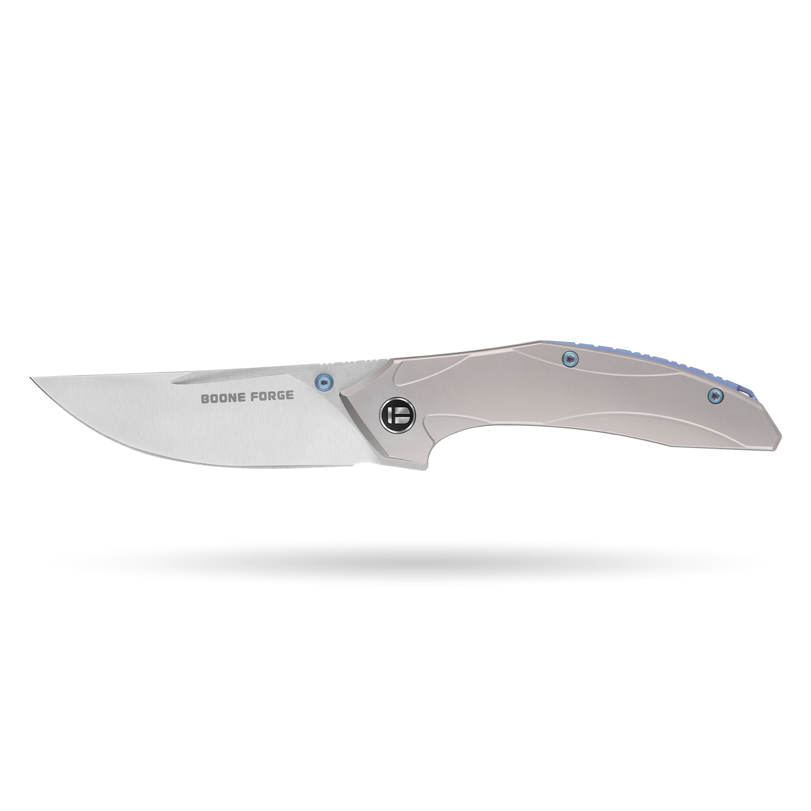 1 Tusk Blade × Boone Forge "Saber" Titanium Trailing Point Frame Lock Knife (3.54" M390 Blade) - Image 1
