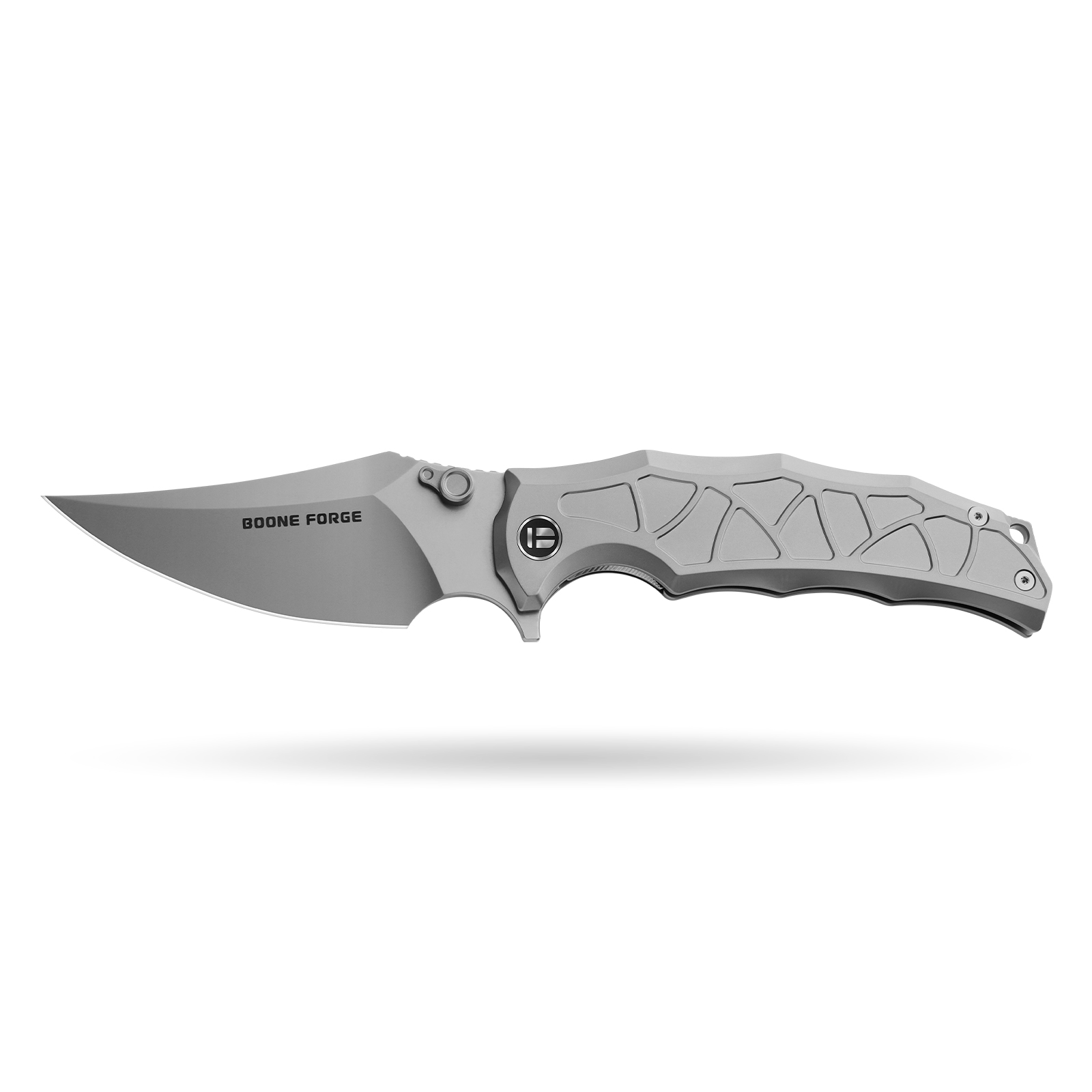 1 Tusk Blade × Boone Forge "Shatter" Titanium Trailing Point Liner Lock Knife (4.06" M390 Blade) - Image 1