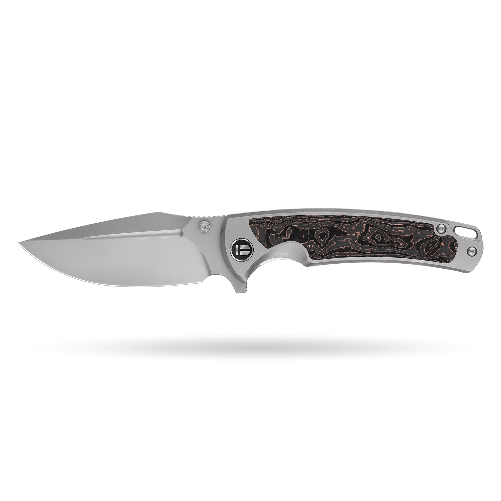 1 Tusk Blade × Boone Forge "Strata" Titanium & Patterned Carbon Fiber Knife (3.75" M390 Blade) - Image 1