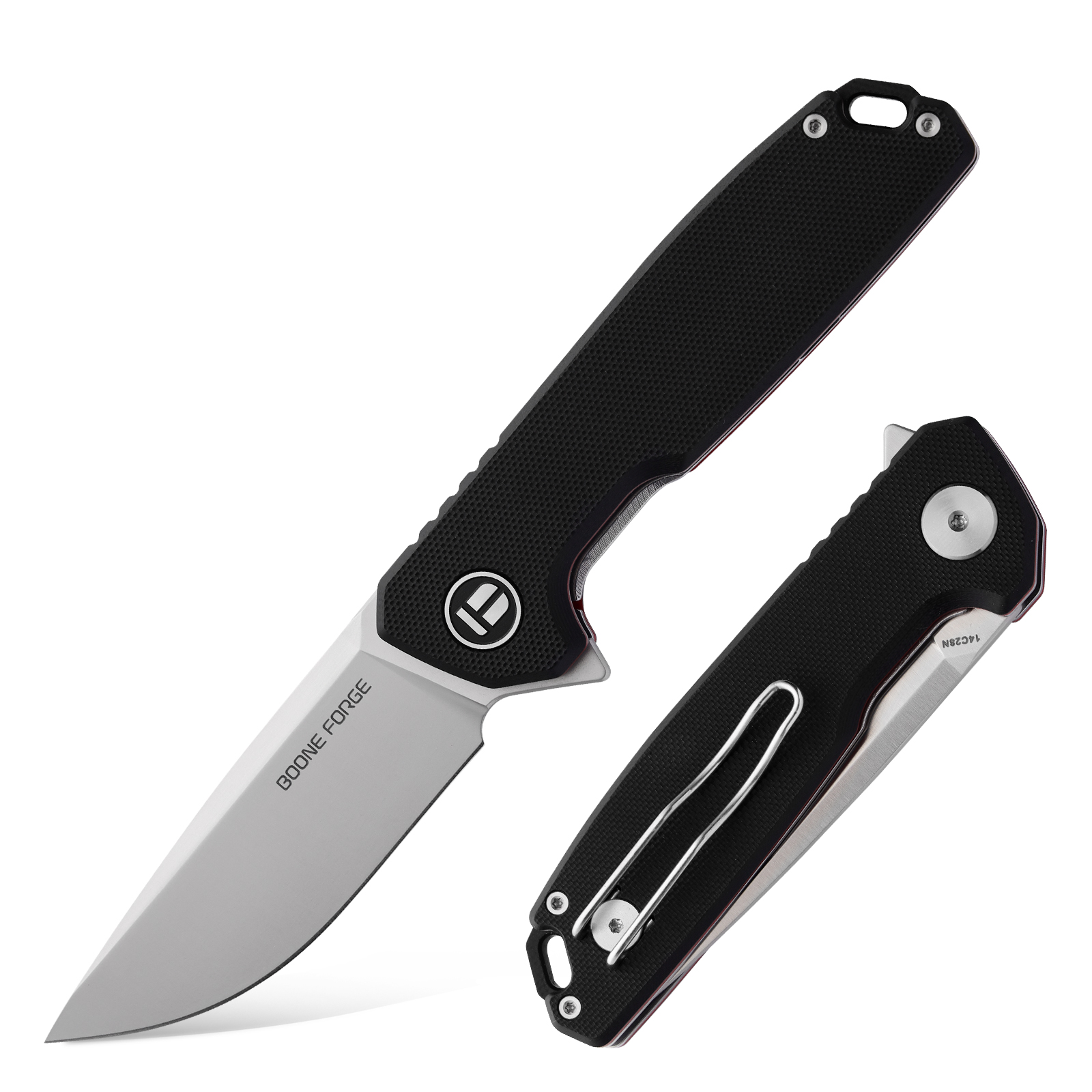 1、首图 Tusk Blade × Boone Forge "Sentinel" Black G10 & Sandvik 14C28N EDC Folder (3.23" Blade) - Image 1