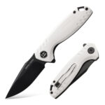 Tusk Blade × Boone Forge "Specter" White G10 & Black Titanium 14C28N Folder (3.39" Blade)