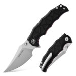 Tusk Blade × Boone Forge "Raptor" Black Textured G10 & 14C28N Tactical Folder (3.81" Blade)