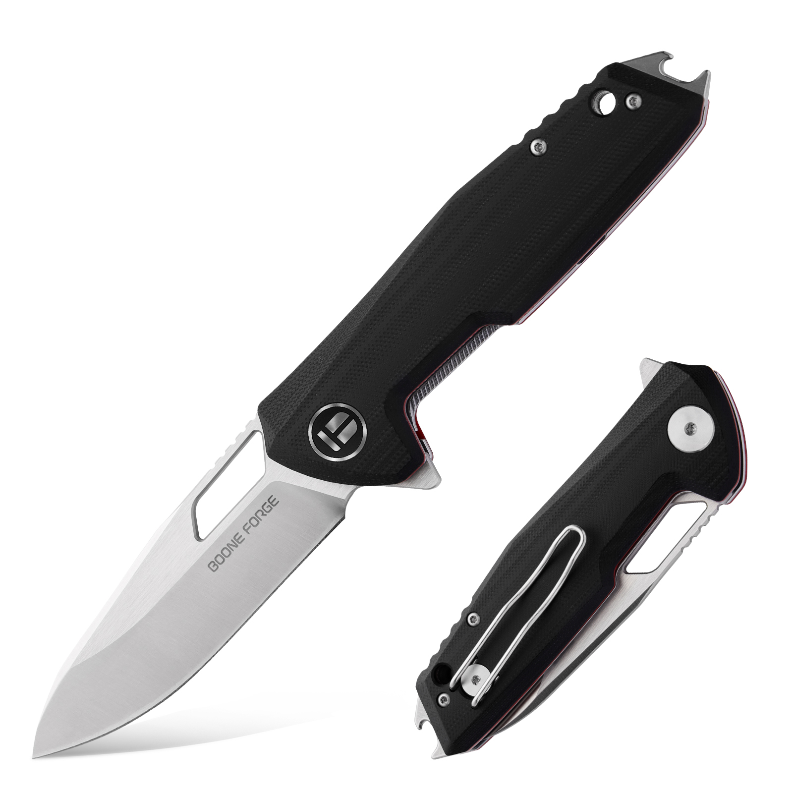 1、首图 Tusk Blade × Boone Forge "Rover" Black G10 Multi-Tool EDC Folder (3.07" Sandvik 14C28N Blade) - Image 1