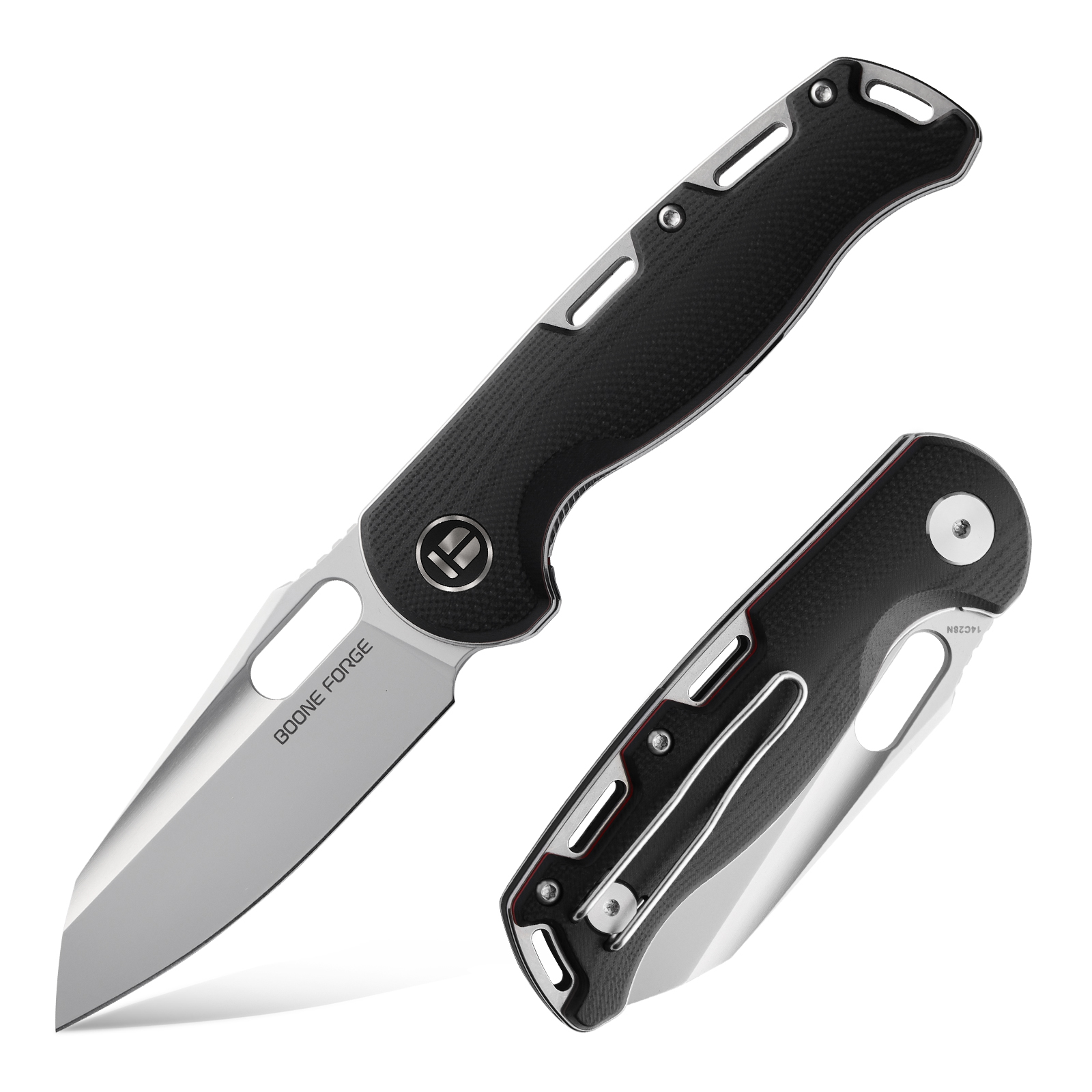 1、首图 Tusk Blade × Boone Forge "Vanguard" Black G10 & Sandvik 14C28N EDC Folder (3.33" Blade) - Image 1
